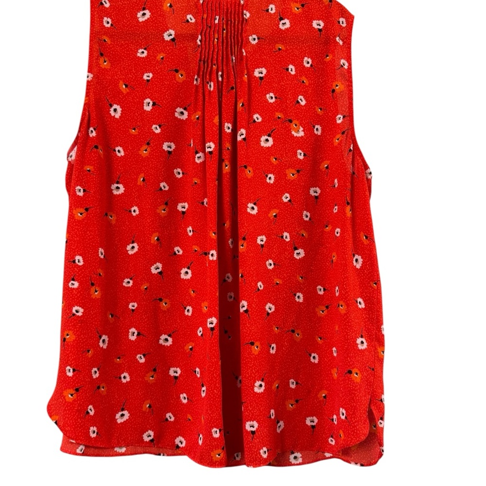 NYDJ Red/Orange Sleeveless Blouse with Mandarin‎ Collar - Picture 4 of 4